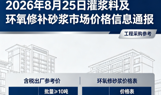 高唐2026年8月25日灌浆料及环氧修补砂浆市场价格信息通报